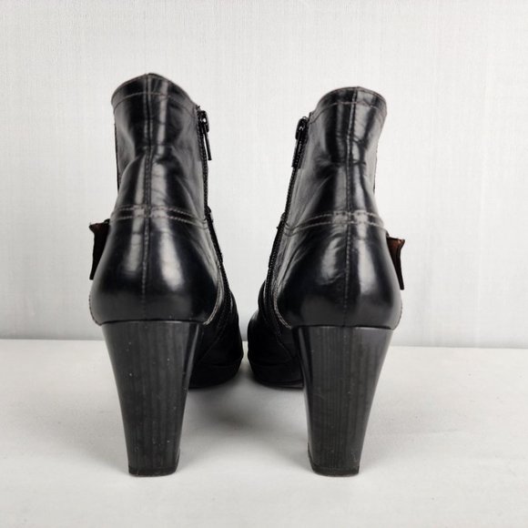 Hispanitas Black Leather Heeled Boots Size 8.5 - Picture 5 of 9